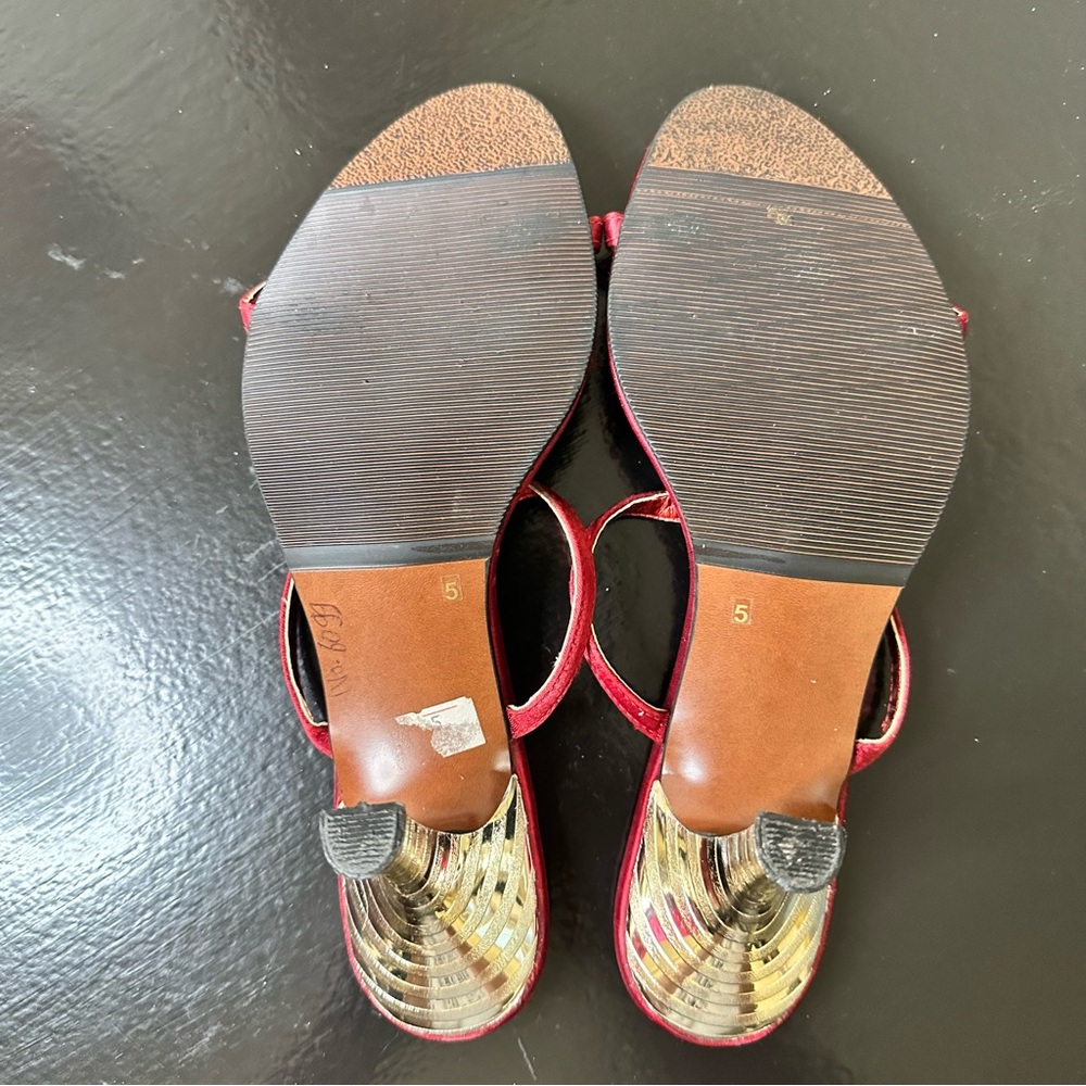 Vintage Bentley Chic Red Embellished Heels - Picture 6 of 16